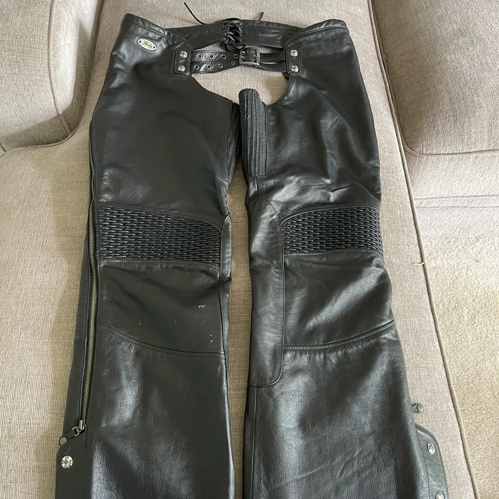 Harley Davidson leather chaps - Picture 1 of 7